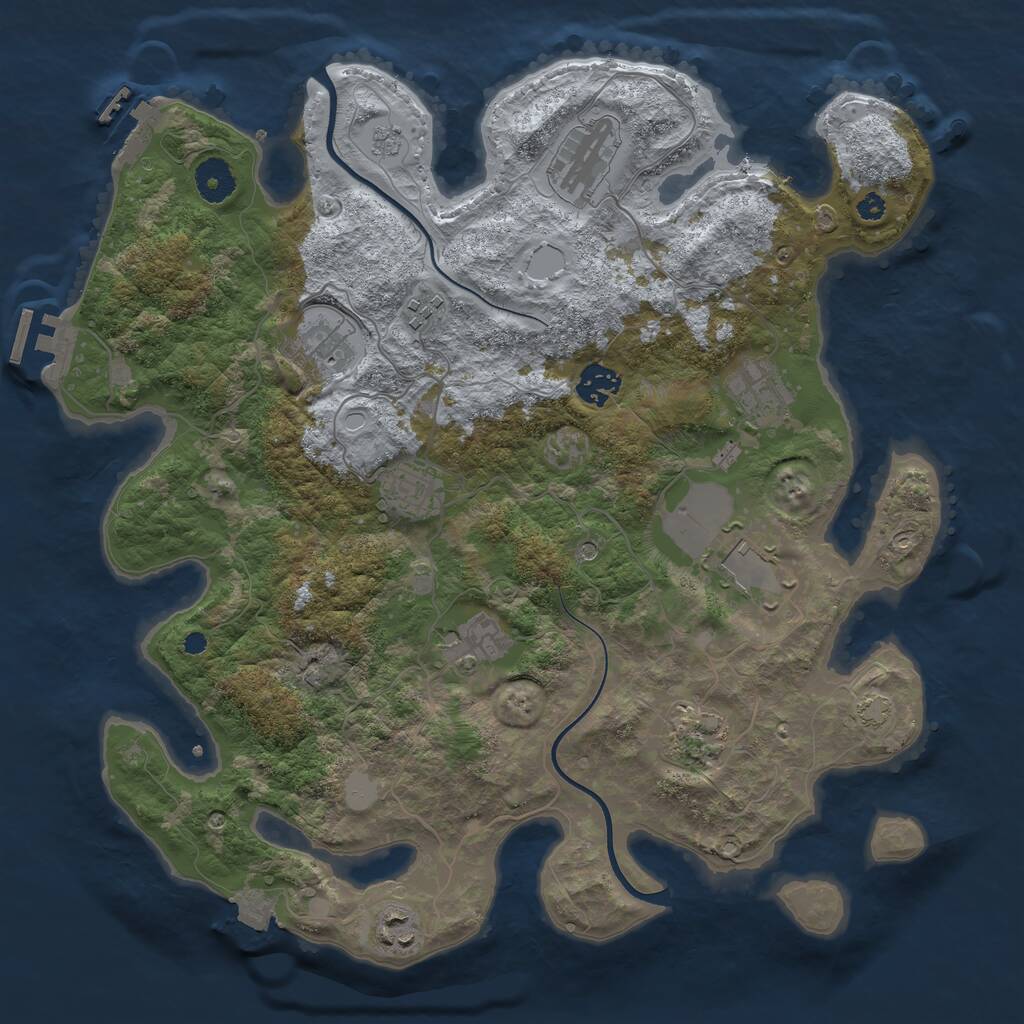 Rust Map: Procedural Map, Size: 3700, Seed: 23864150, 16 Monuments