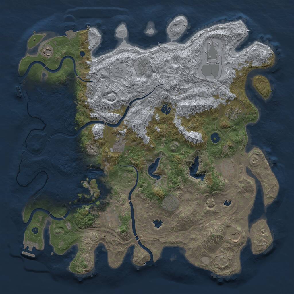 Rust Map: Procedural Map, Size: 4500, Seed: 1434680964, 17 Monuments