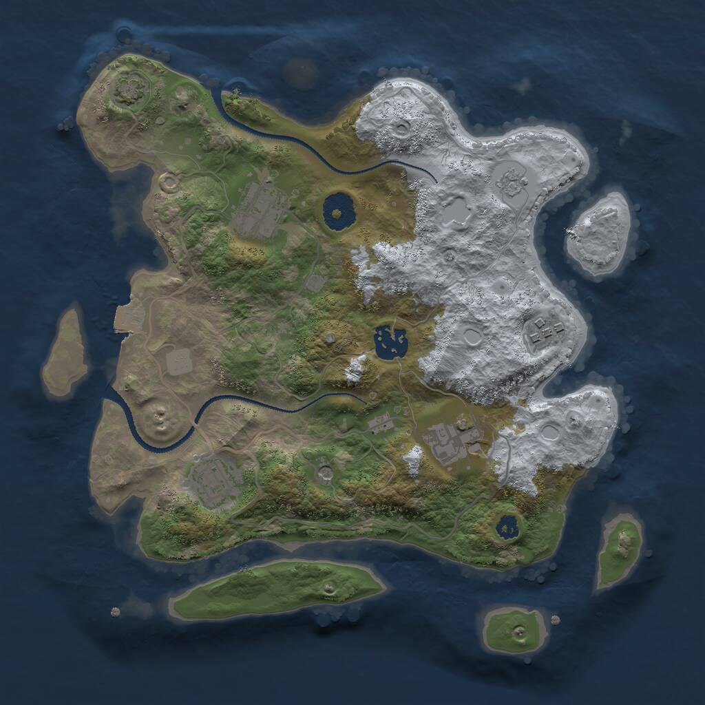 Rust Map: Procedural Map, Size: 3000, Seed: 873119196, 9 Monuments