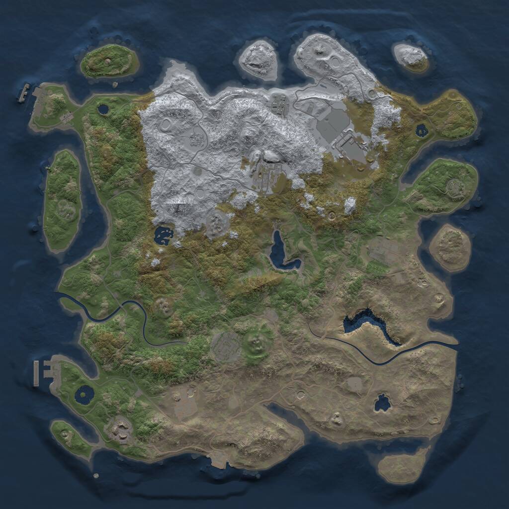 Rust Map: Procedural Map, Size: 4000, Seed: 11290831, 14 Monuments