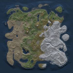 Thumbnail Rust Map: Procedural Map, Size: 4000, Seed: 983607652, 16 Monuments