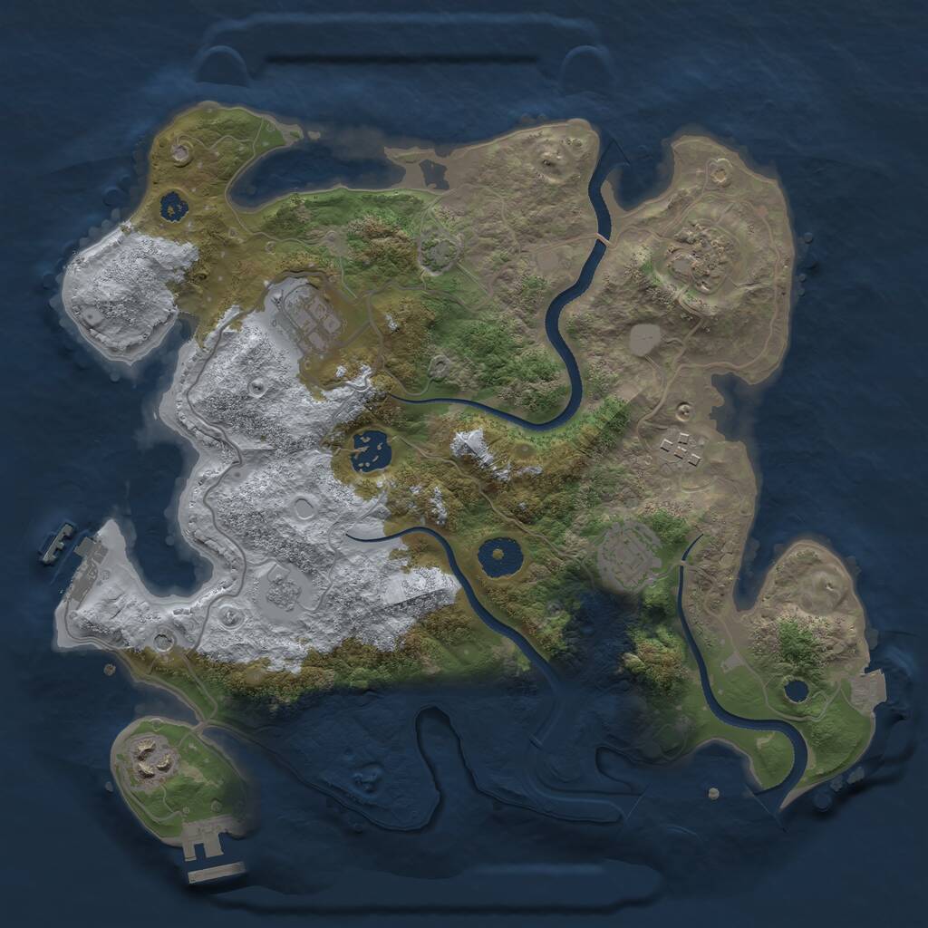 Rust Map: Procedural Map, Size: 3300, Seed: 50001, 12 Monuments