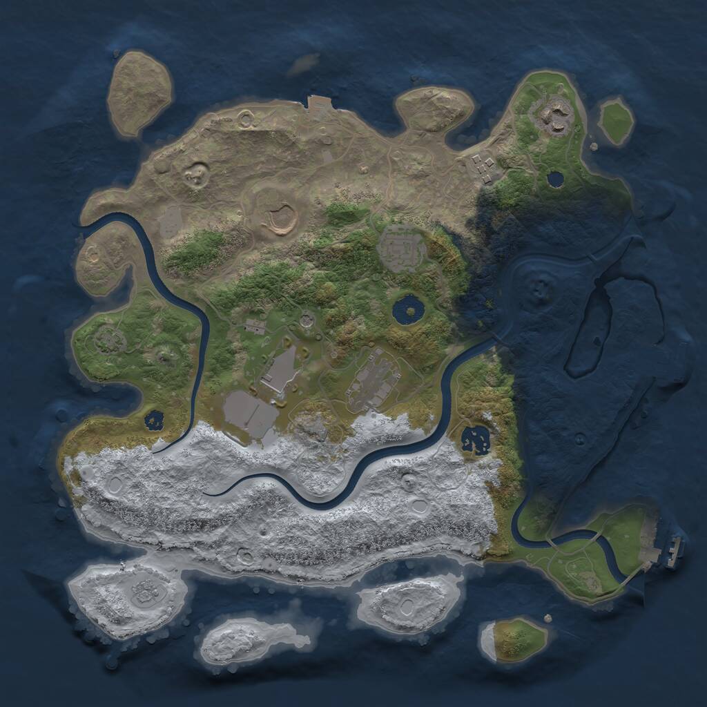Rust Map: Procedural Map, Size: 3500, Seed: 2985417, 13 Monuments