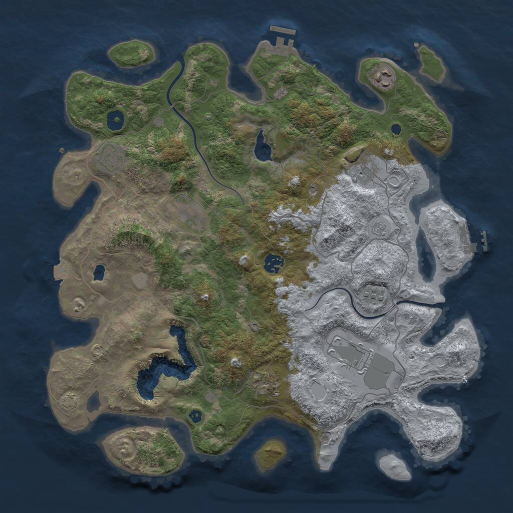 Rust Map: Procedural Map, Size: 4000, Seed: 264939621, 14 Monuments
