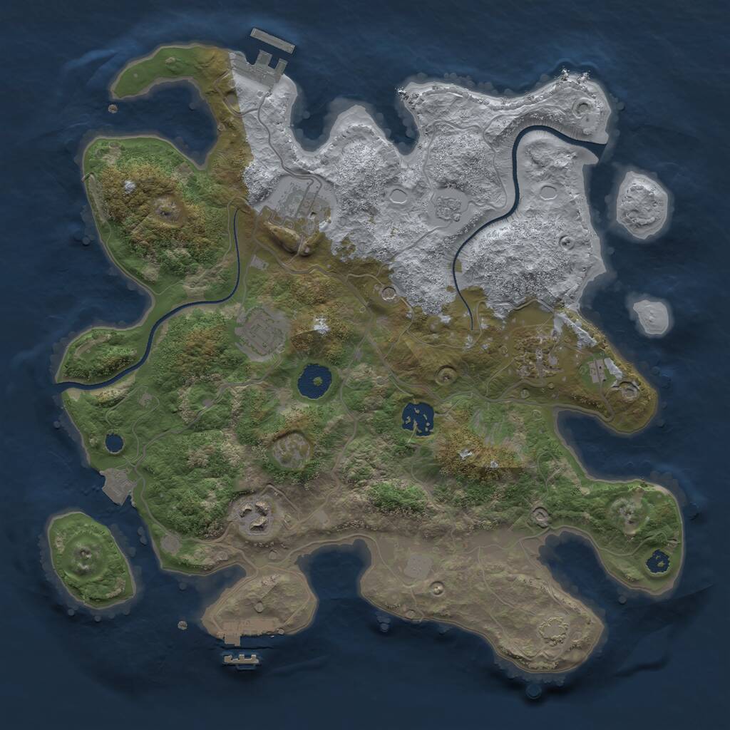 Rust Map: Procedural Map, Size: 3250, Seed: 1832849495, 11 Monuments