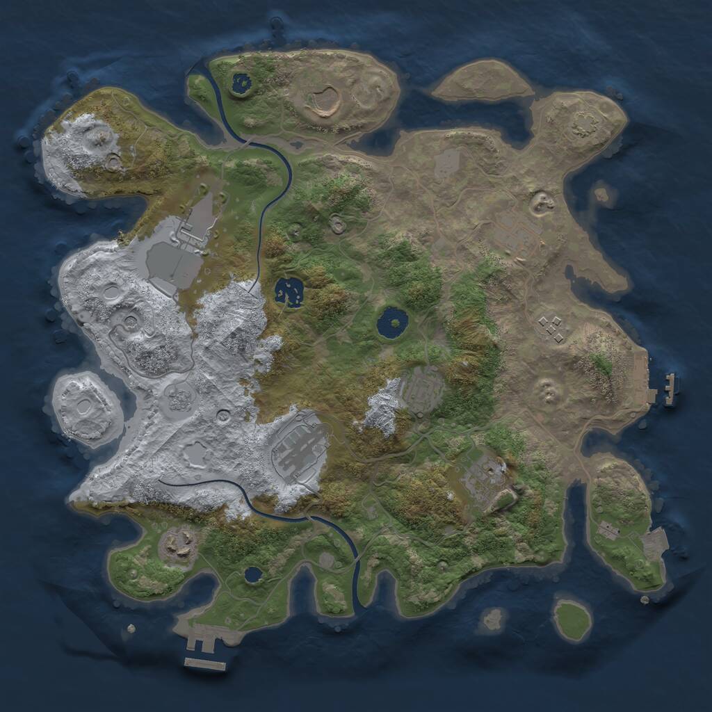 Rust Map: Procedural Map, Size: 3500, Seed: 28388863, 15 Monuments