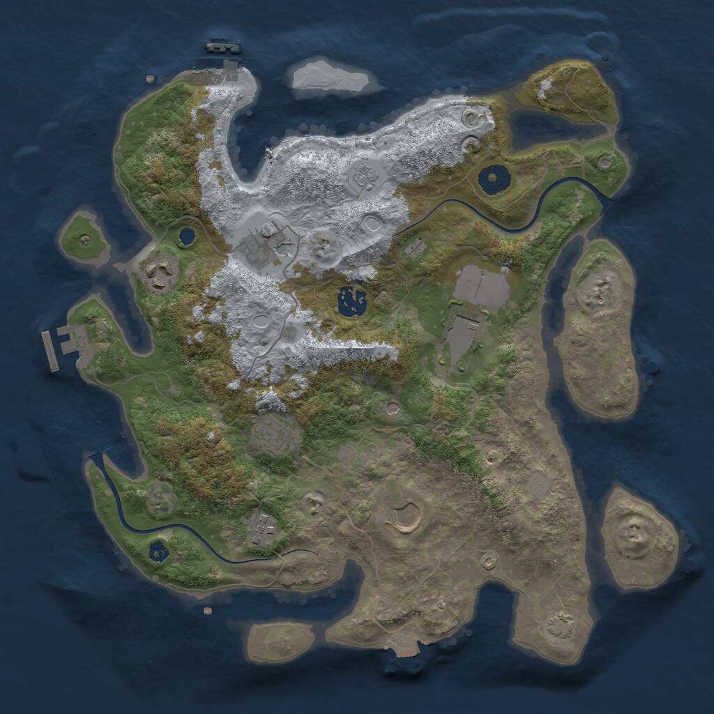 Rust Map: Procedural Map, Size: 3500, Seed: 699167115, 13 Monuments