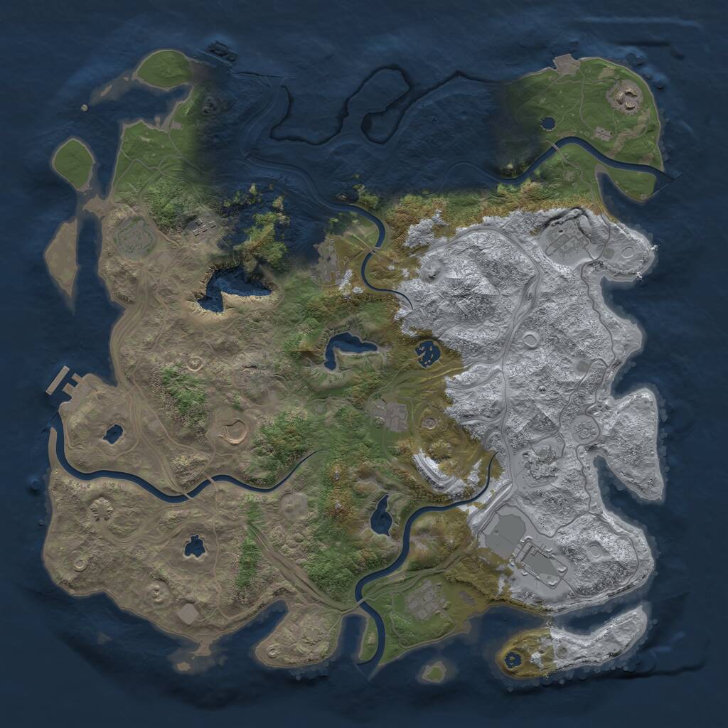 Rust Map: Procedural Map, Size: 4500, Seed: 616562004, 17 Monuments