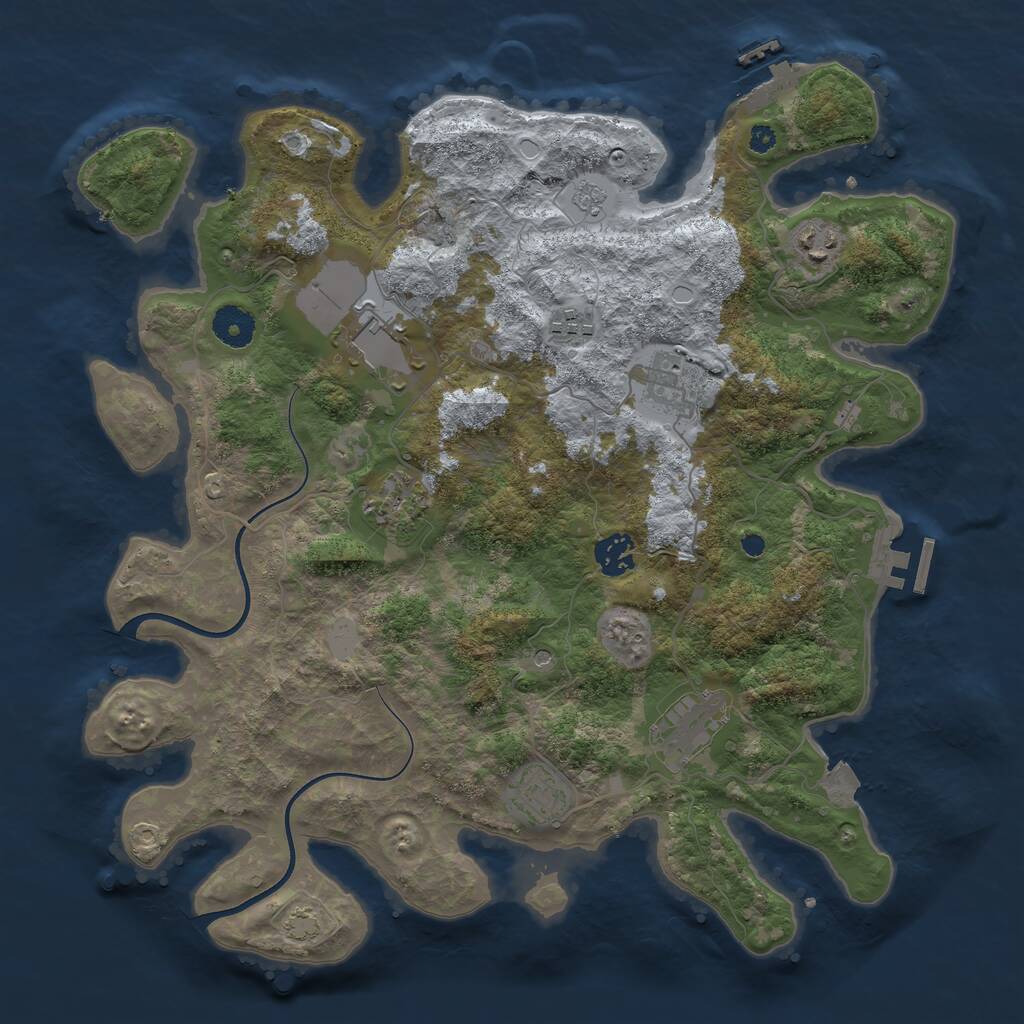 Rust Map: Procedural Map, Size: 3700, Seed: 859743825, 14 Monuments