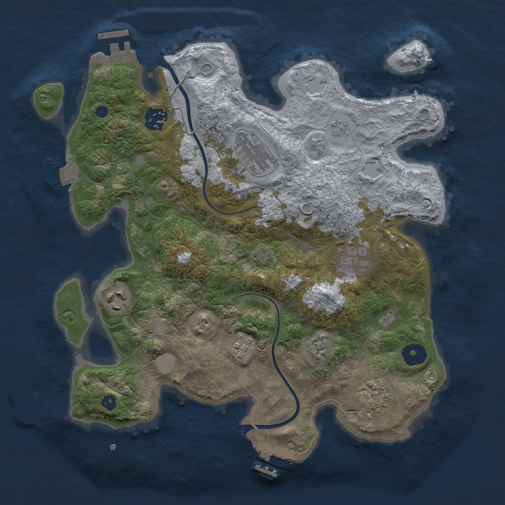 Rust Map: Procedural Map, Size: 3300, Seed: 391254574, 12 Monuments
