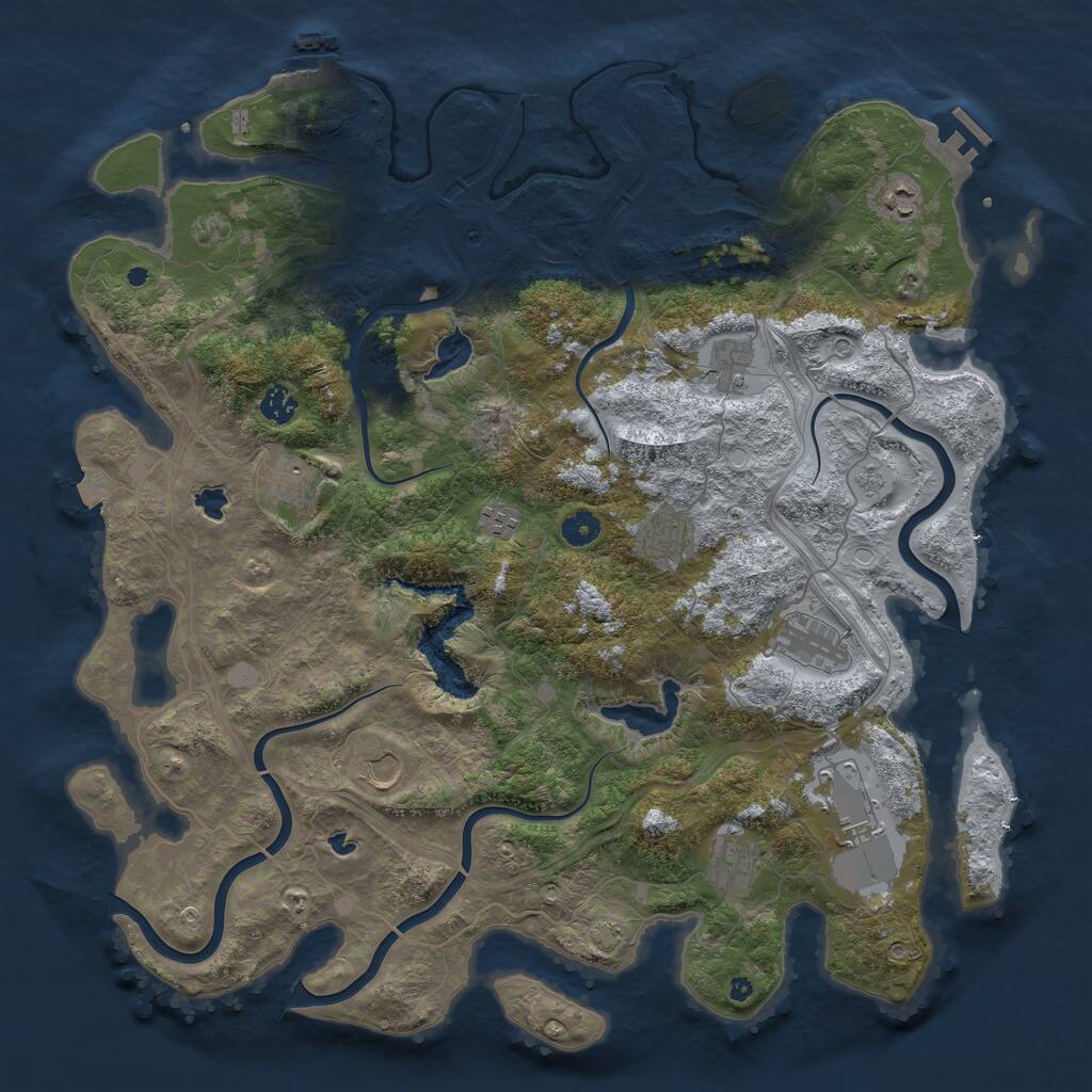 Rust Map: Procedural Map, Size: 4500, Seed: 544136845, 16 Monuments