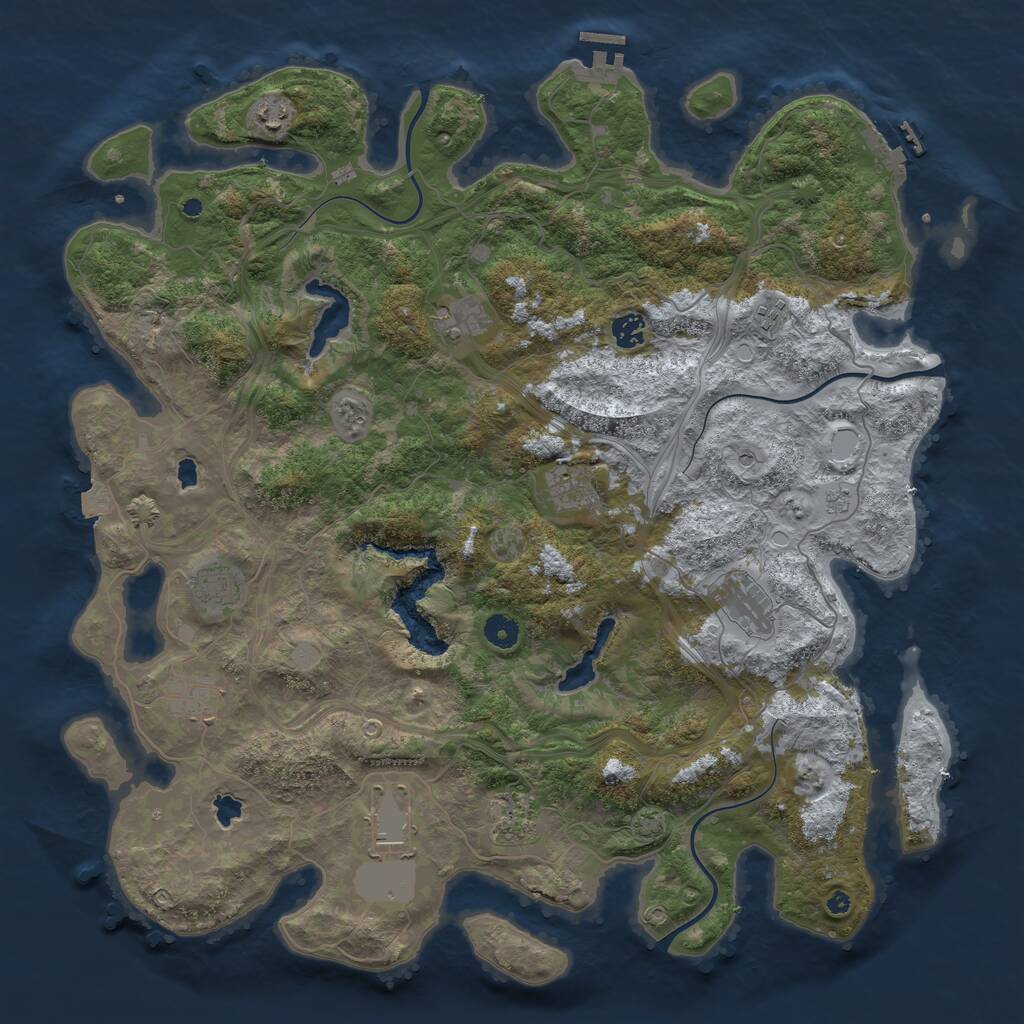 Rust Map: Procedural Map, Size: 4500, Seed: 544136845, 16 Monuments