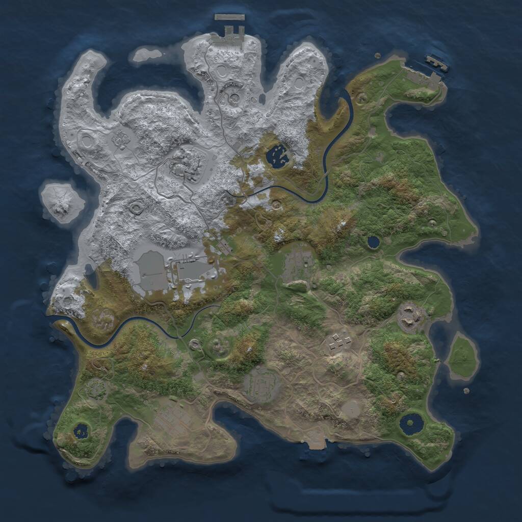 Rust Map: Procedural Map, Size: 3500, Seed: 389538965, 14 Monuments