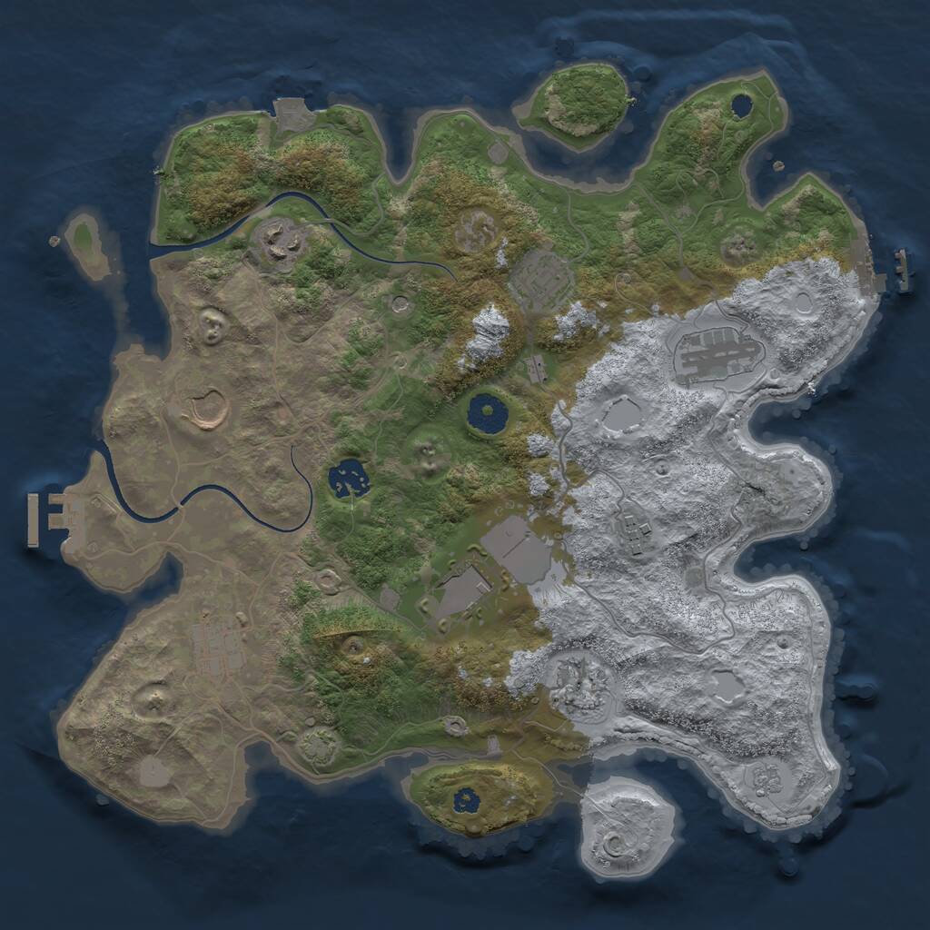 Rust Map: Procedural Map, Size: 3500, Seed: 18377478, 15 Monuments