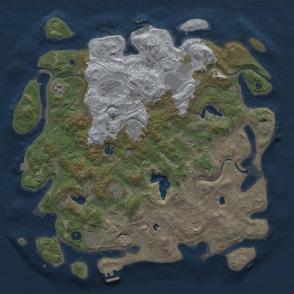 Rust Map: Procedural Map, Size: 4500, Seed: 1934028810, 16 Monuments