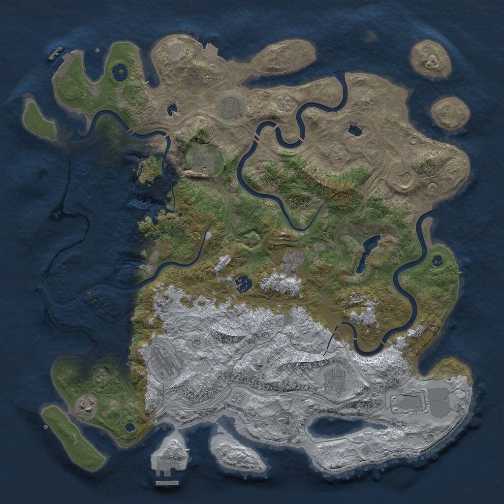 Rust Map: Procedural Map, Size: 4500, Seed: 782205297, 16 Monuments