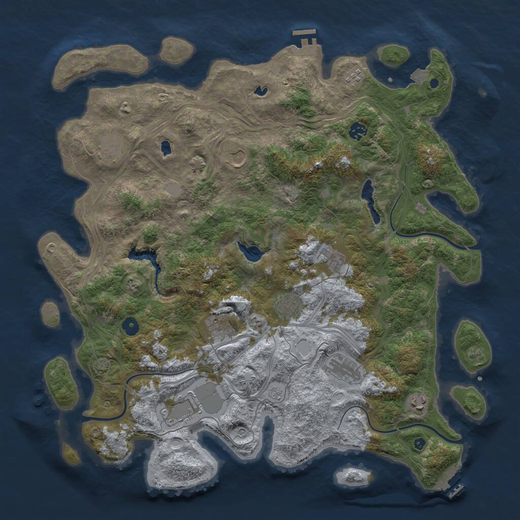 Rust Map: Procedural Map, Size: 4500, Seed: 544560442, 16 Monuments