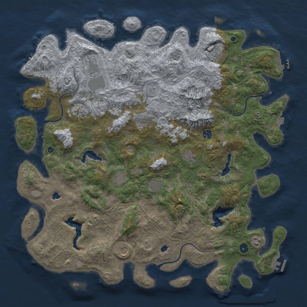 Rust Map: Procedural Map, Size: 5000, Seed: 1344602810, 17 Monuments