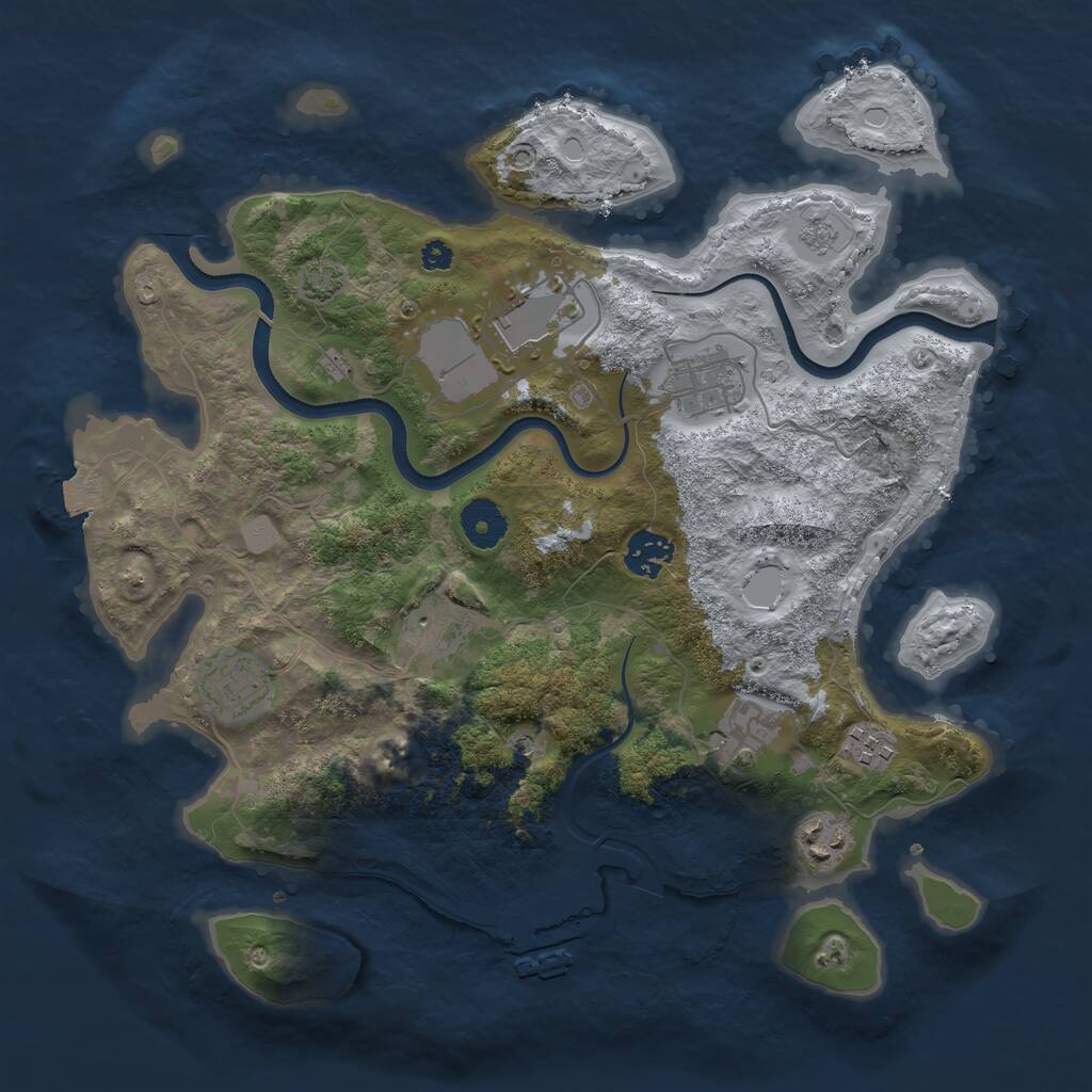 Rust Map: Procedural Map, Size: 3500, Seed: 188821124, 13 Monuments