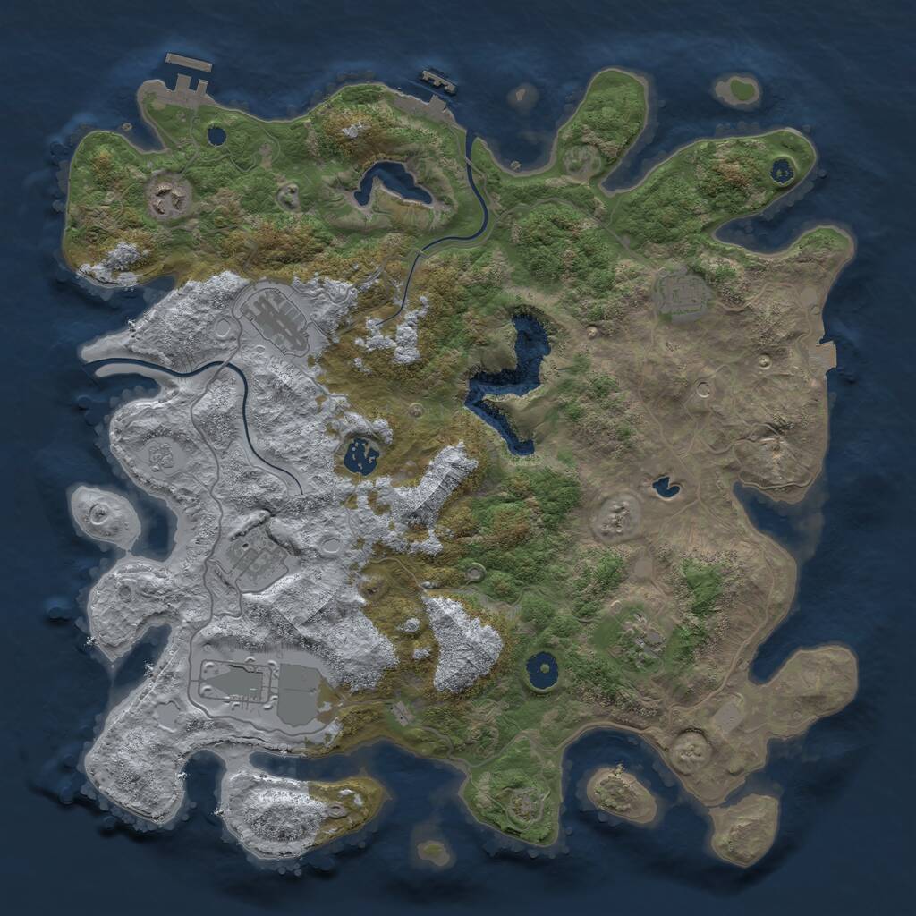Rust Map: Procedural Map, Size: 4000, Seed: 85447599, 13 Monuments