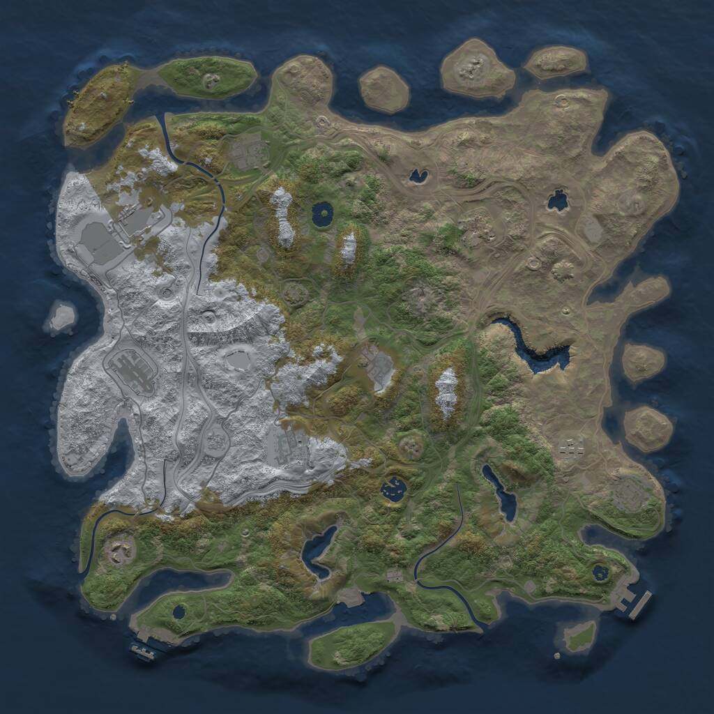 Rust Map: Procedural Map, Size: 4500, Seed: 558913250, 16 Monuments