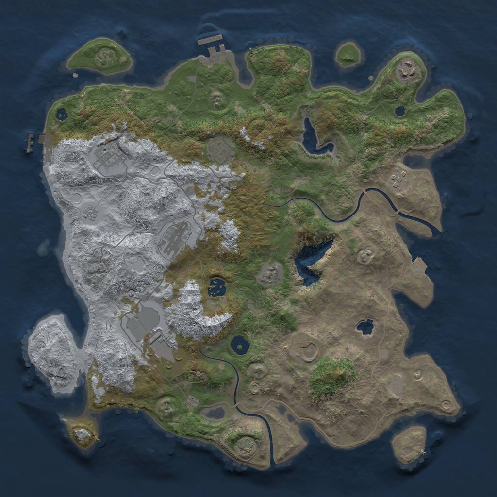 Rust Map: Procedural Map, Size: 4000, Seed: 653036957, 13 Monuments