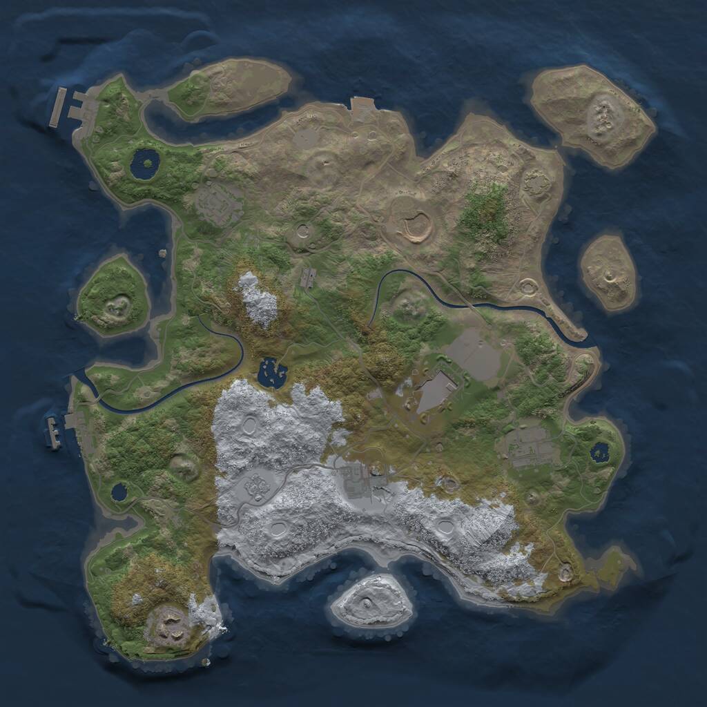 Rust Map: Procedural Map, Size: 3500, Seed: 961181956, 13 Monuments