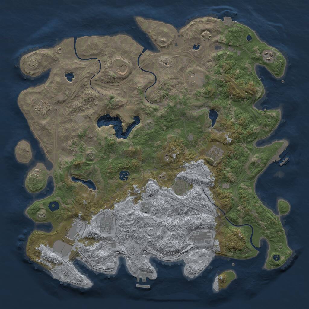 Rust Map: Procedural Map, Size: 4500, Seed: 422462399, 17 Monuments