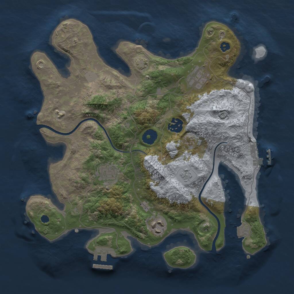 Rust Map: Procedural Map, Size: 3000, Seed: 1587695983, 9 Monuments