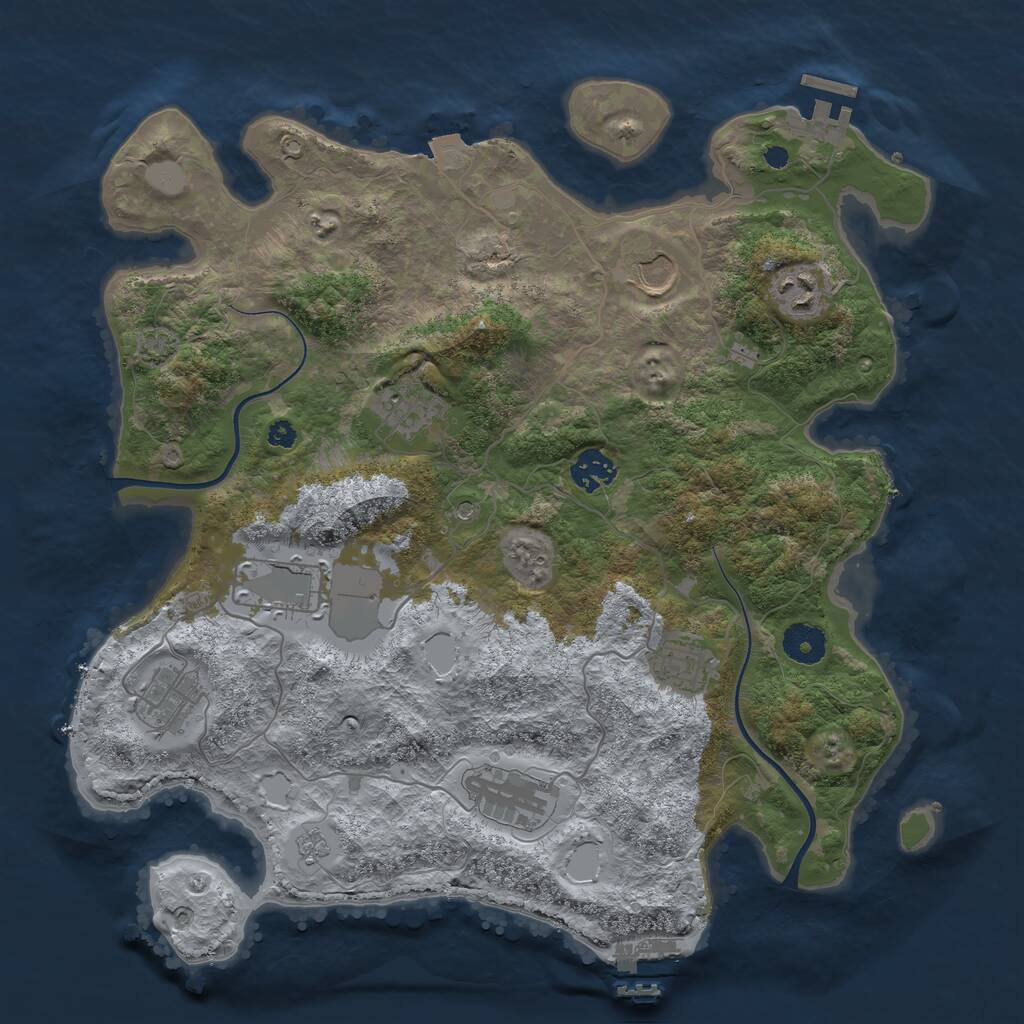 Rust Map: Procedural Map, Size: 3650, Seed: 93577444, 14 Monuments