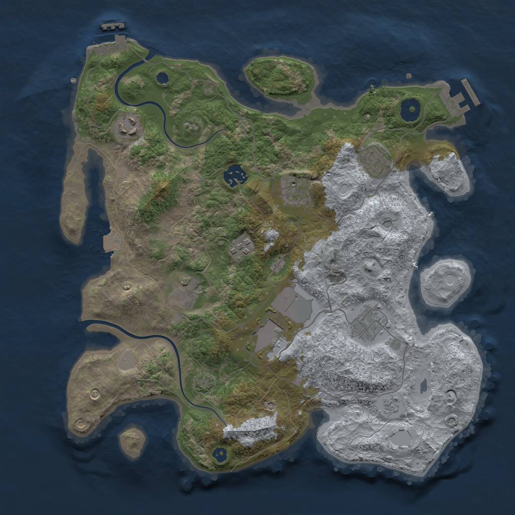 Rust Map: Procedural Map, Size: 3500, Seed: 1458459518, 14 Monuments