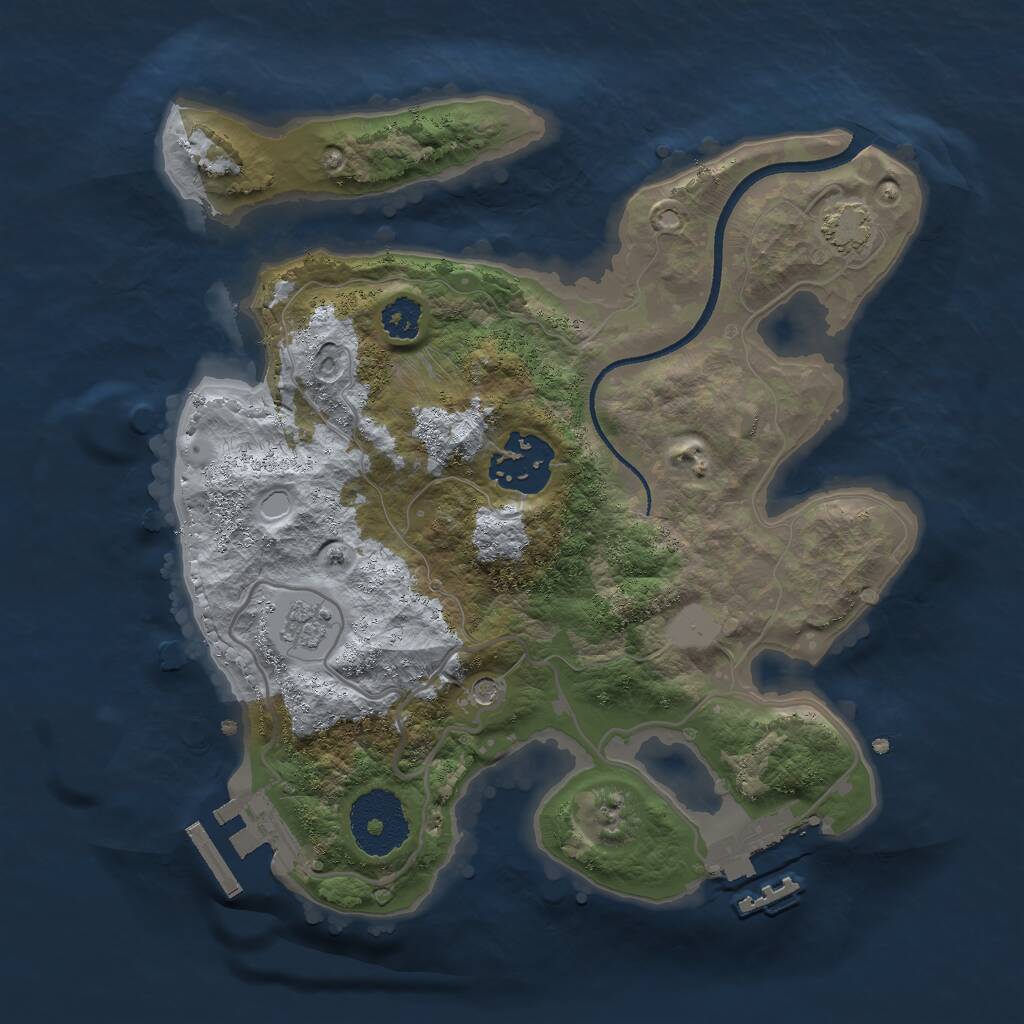 Rust Map: Procedural Map, Size: 2500, Seed: 878976445, 7 Monuments