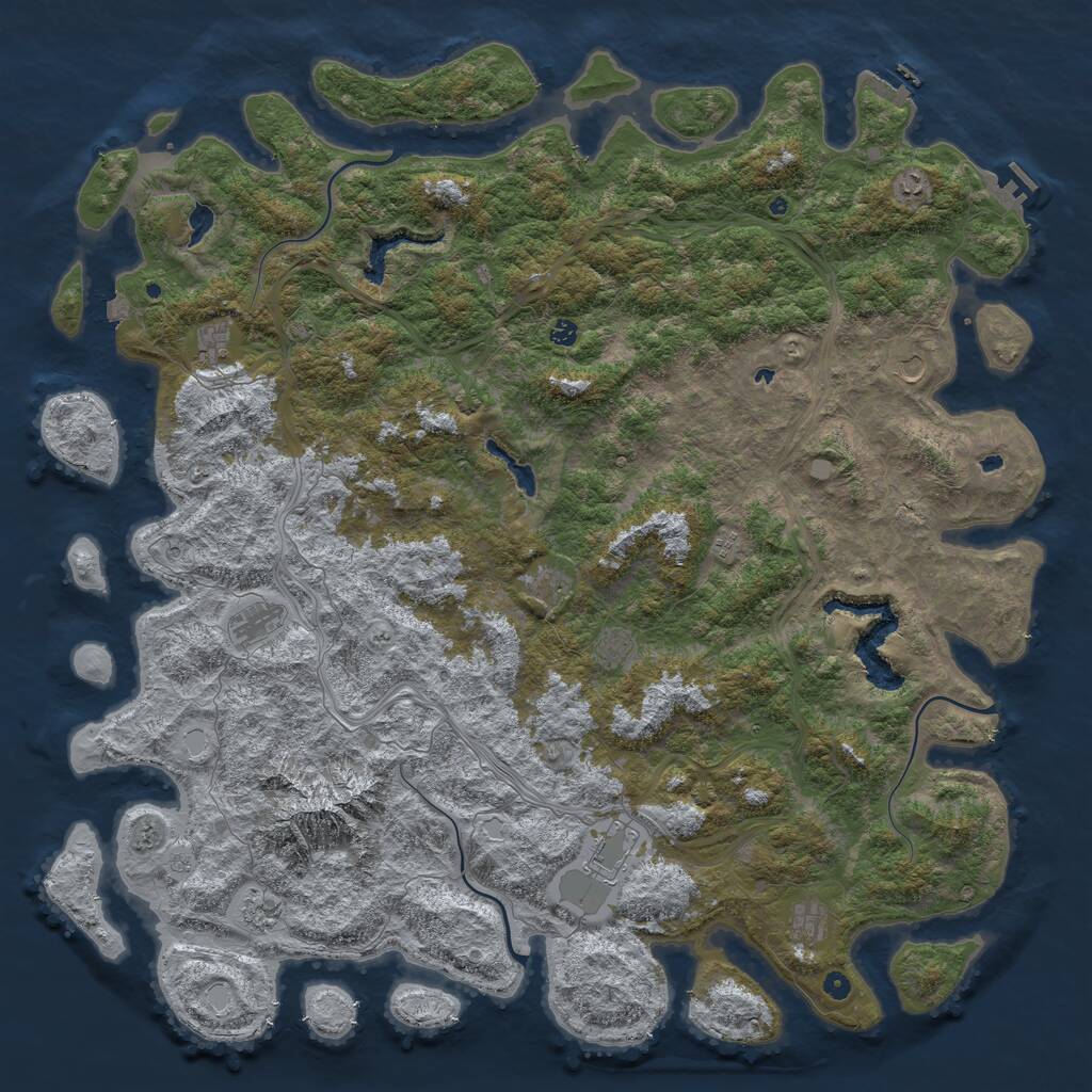 Rust Map: Procedural Map, Size: 6000, Seed: 651505262, 17 Monuments