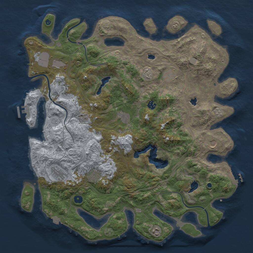 Rust Map: Procedural Map, Size: 4500, Seed: 1169738363, 16 Monuments