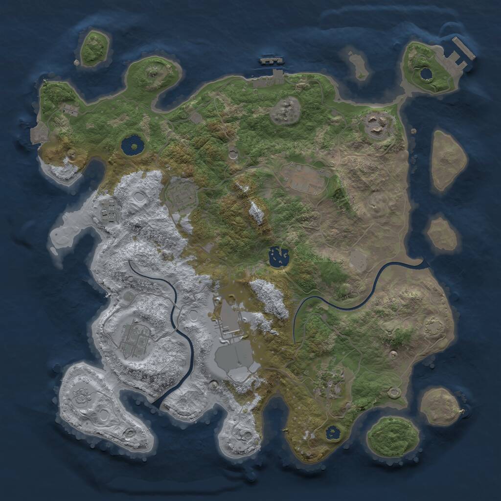 Rust Map: Procedural Map, Size: 3500, Seed: 385896991, 14 Monuments