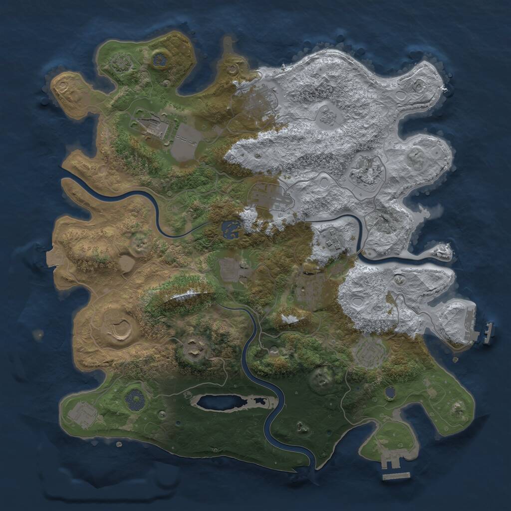 Rust Map: Procedural Map, Size: 3750, Seed: 1347346552, 19 Monuments