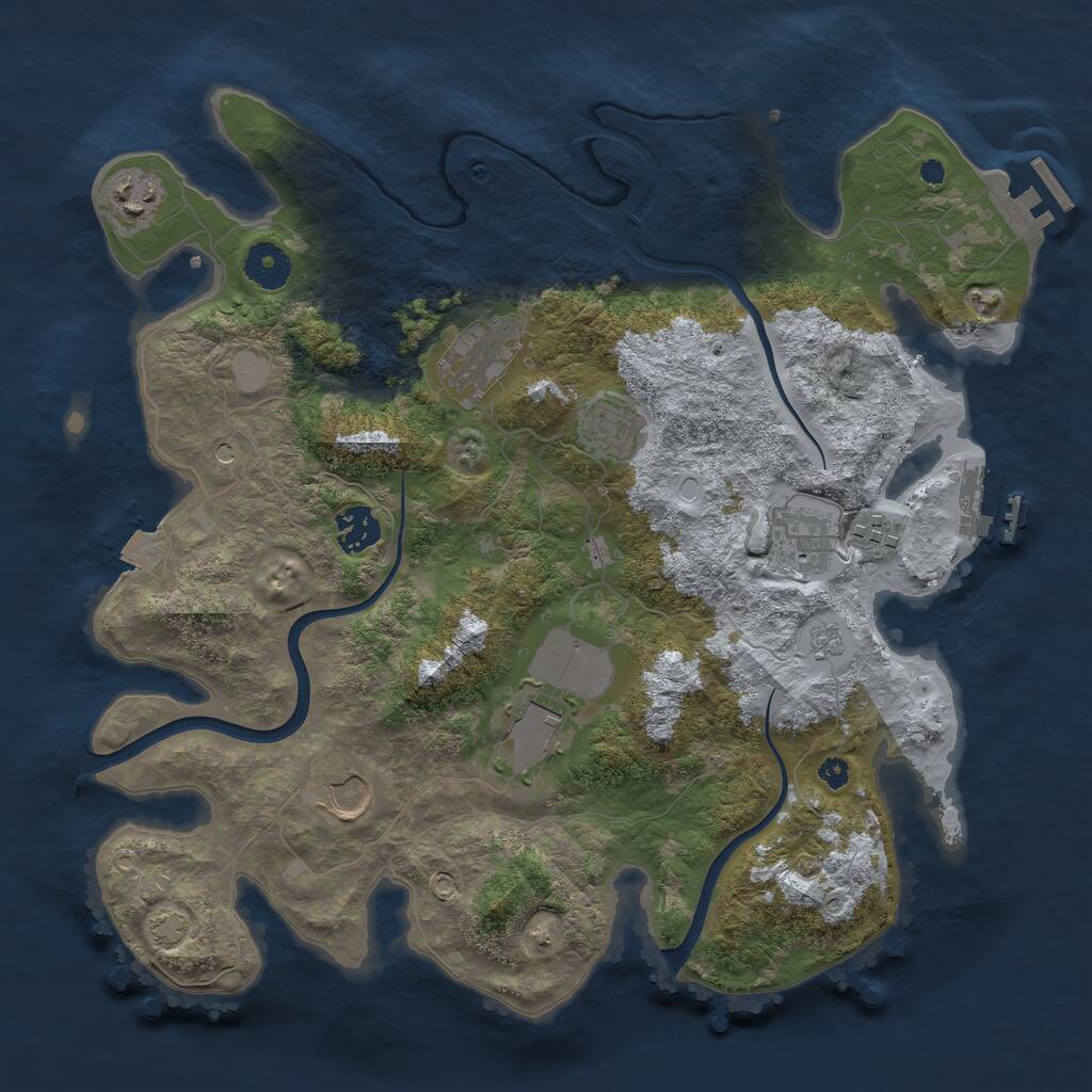 Rust Map: Procedural Map, Size: 3600, Seed: 1472058952, 14 Monuments