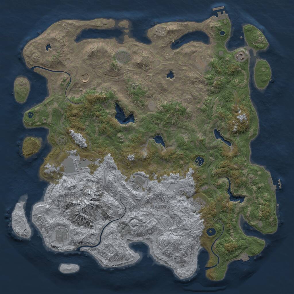 Rust Map: Procedural Map, Size: 5000, Seed: 37868611, 16 Monuments