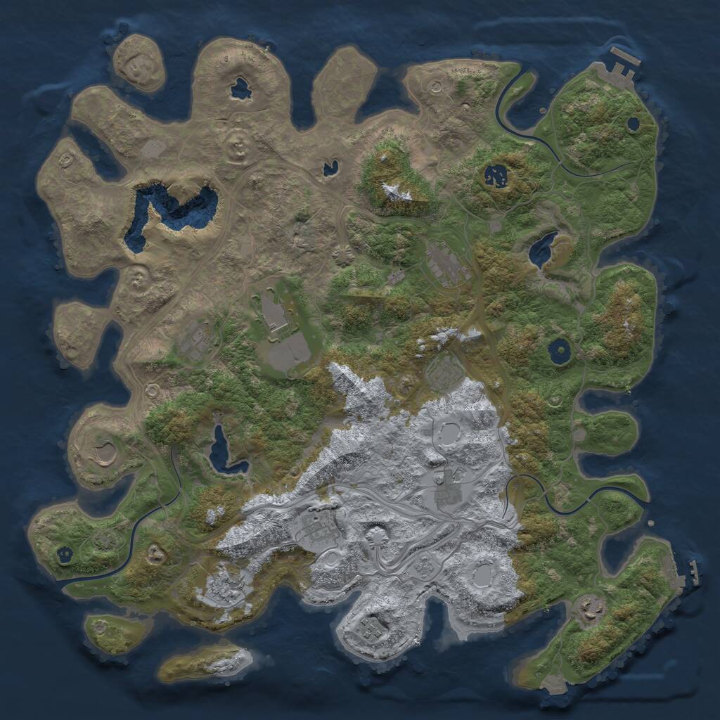 Rust Map: Procedural Map, Size: 4500, Seed: 839287172, 17 Monuments