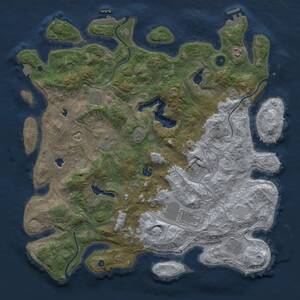 Thumbnail Rust Map: Procedural Map, Size: 4500, Seed: 1290765750, 14 Monuments