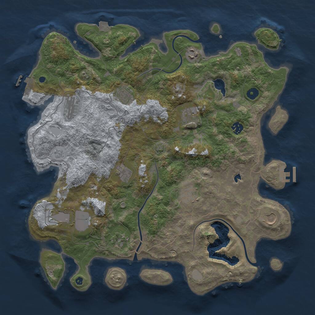 Rust Map: Procedural Map, Size: 4096, Seed: 3486489, 16 Monuments