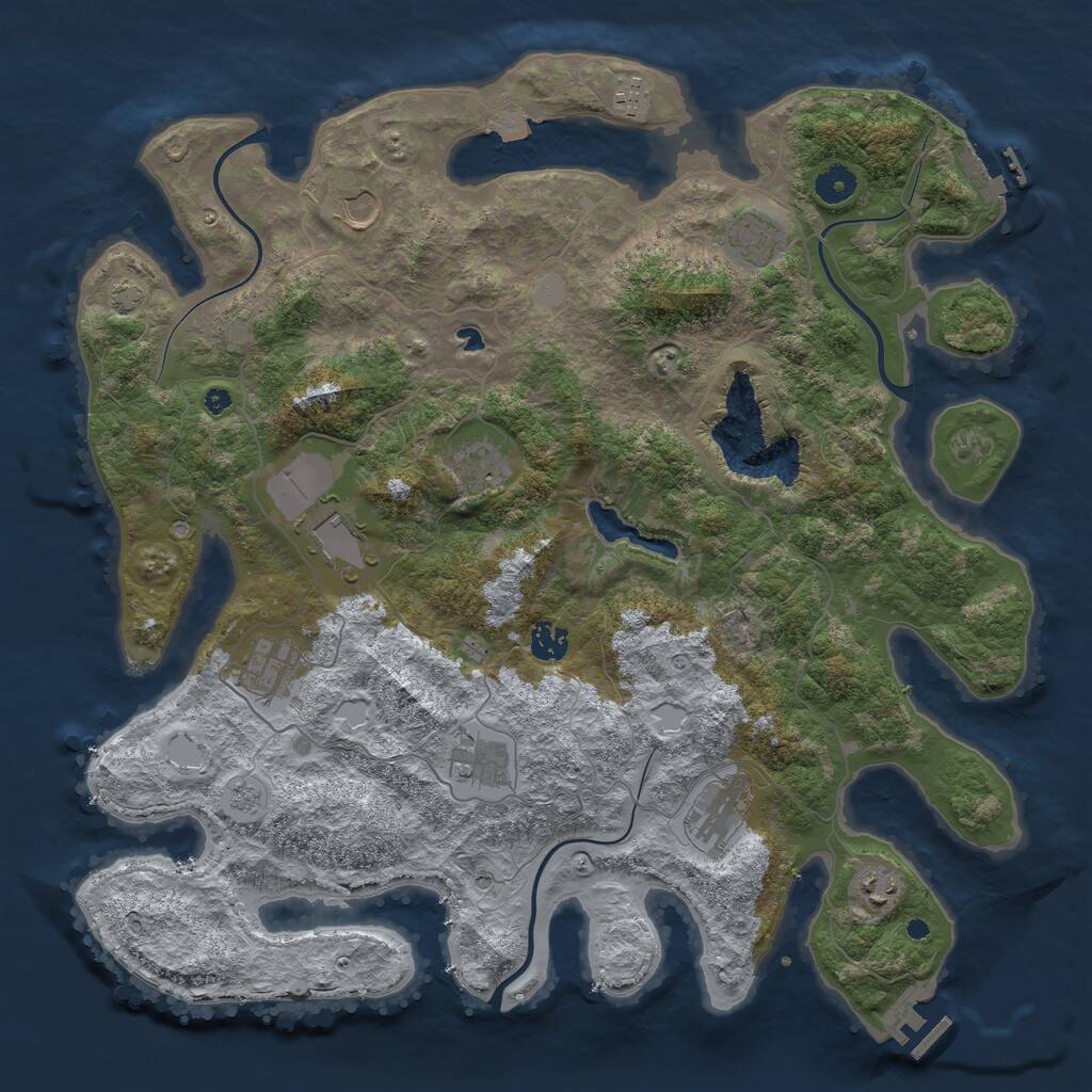 Rust Map: Procedural Map, Size: 4200, Seed: 238563395, 16 Monuments