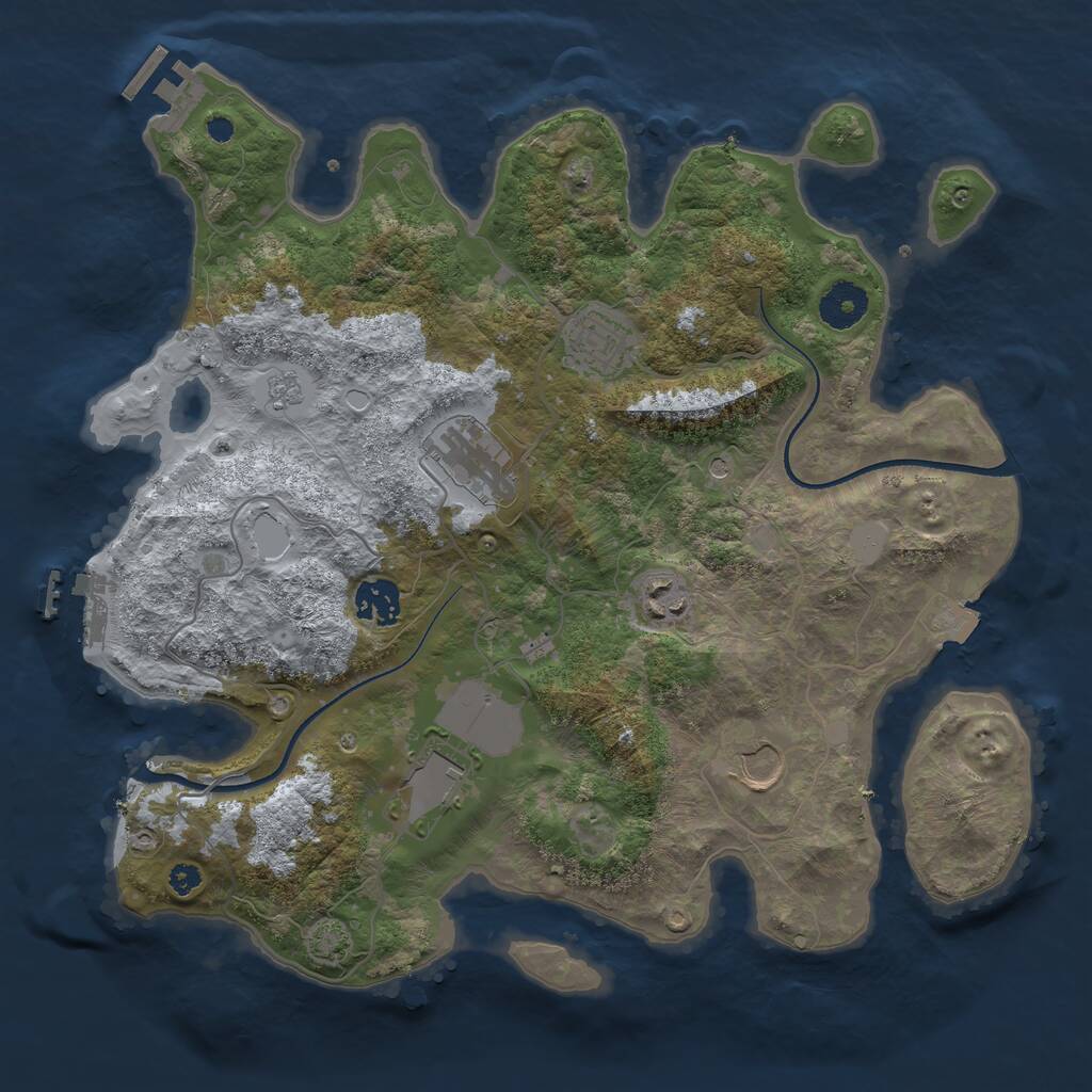 Rust Map: Procedural Map, Size: 3500, Seed: 929255028, 12 Monuments