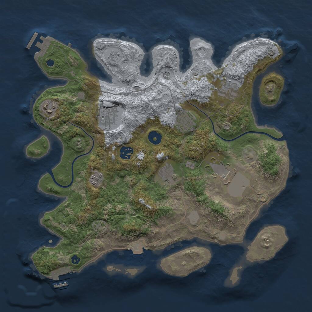 Rust Map: Procedural Map, Size: 3500, Seed: 616392402, 14 Monuments
