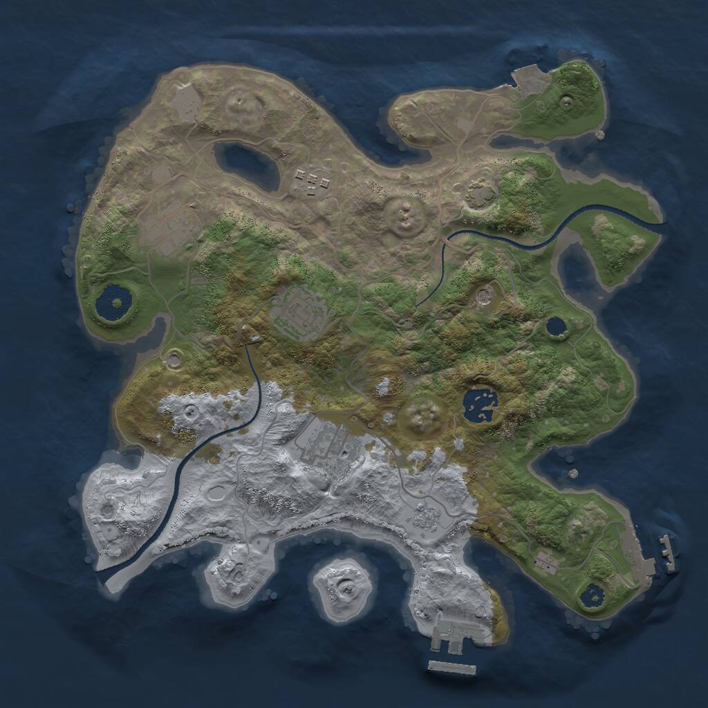 Rust Map: Procedural Map, Size: 3000, Seed: 603060261, 11 Monuments