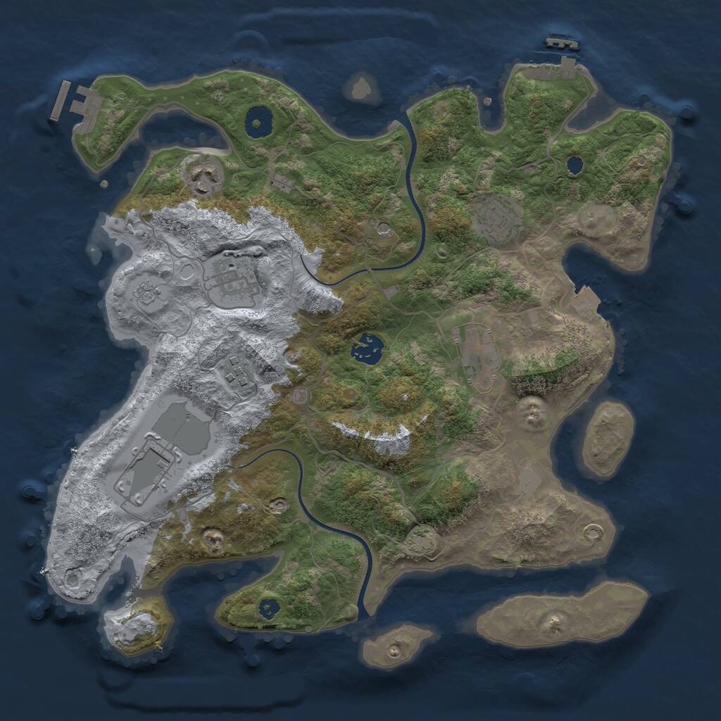 Rust Map: Procedural Map, Size: 3500, Seed: 723392156, 13 Monuments