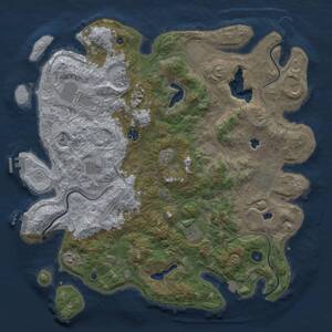 Thumbnail Rust Map: Procedural Map, Size: 4500, Seed: 21081651, 16 Monuments