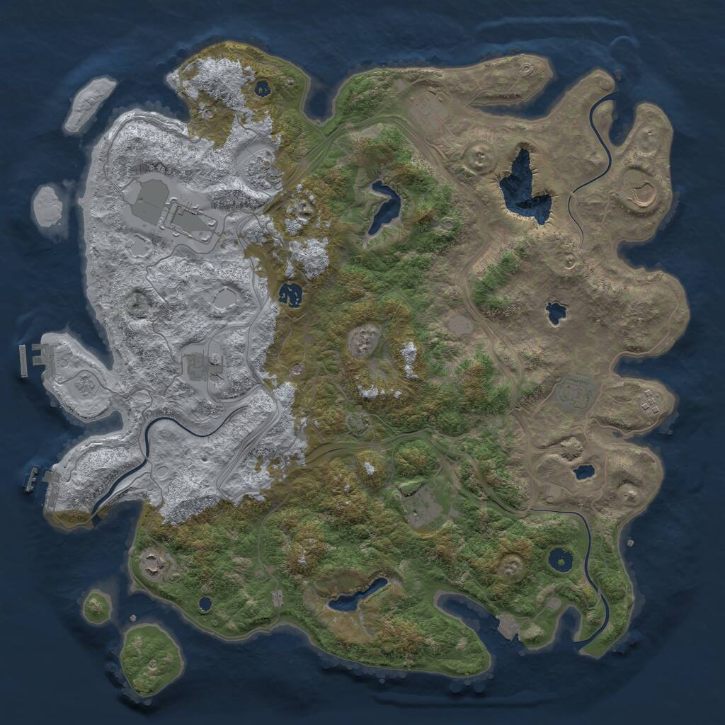 Rust Map: Procedural Map, Size: 4500, Seed: 21081651, 16 Monuments