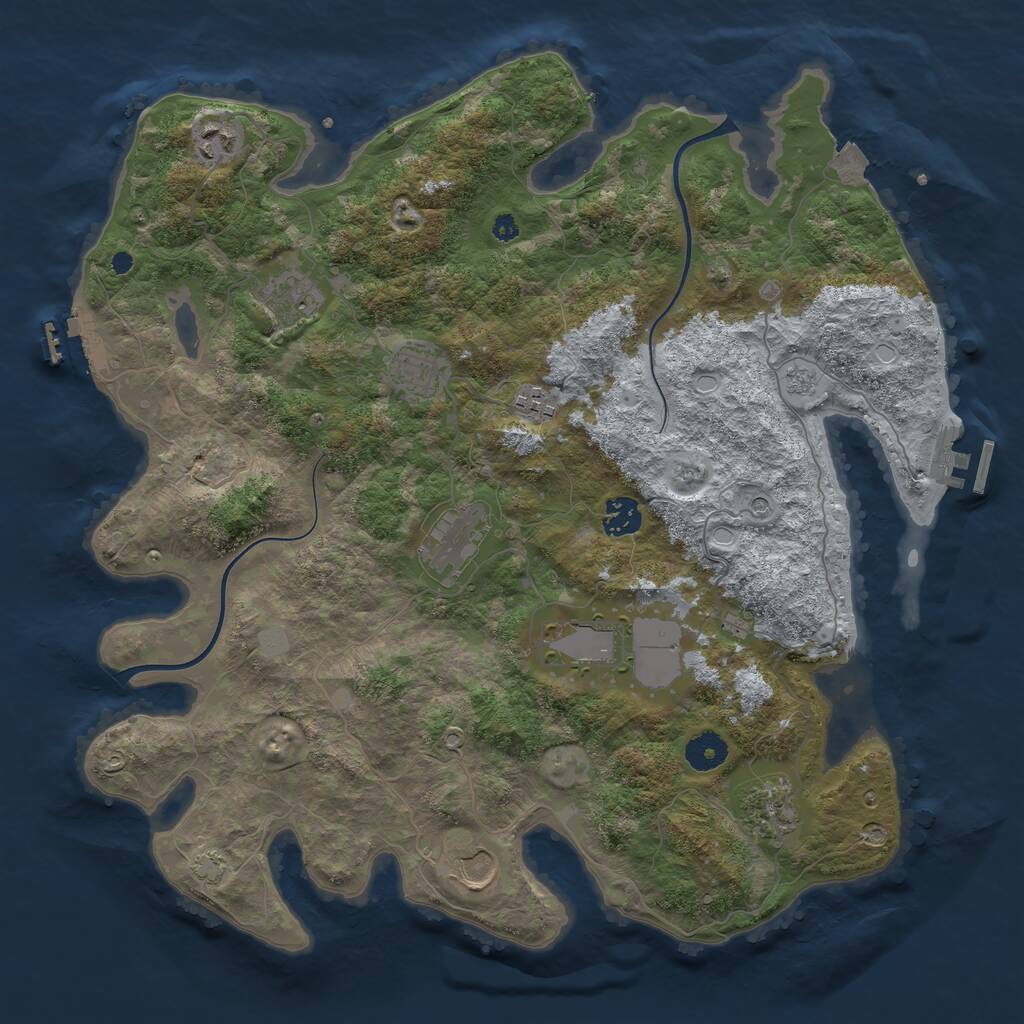 Rust Map: Procedural Map, Size: 3850, Seed: 1491492557, 15 Monuments