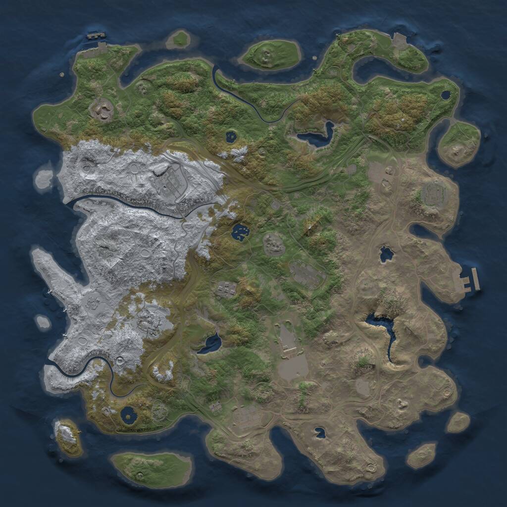 Rust Map: Procedural Map, Size: 4500, Seed: 1446755203, 16 Monuments